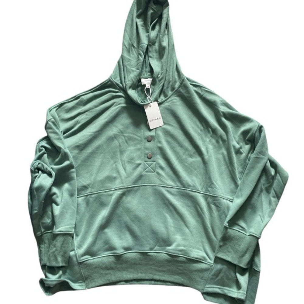 Heyson Snap Button Hooded Sweatshirt in Green